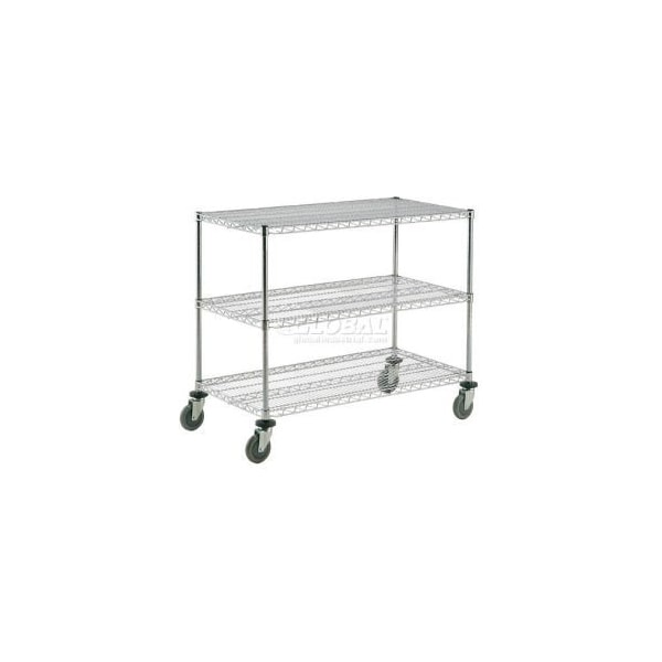 Global Equipment Nexel Chrome ESD Adjustable Shelf Truck, 3 Shelf, 60"L x 21"W x 40"H, Polyurethane Casters C21603ESD3 - main